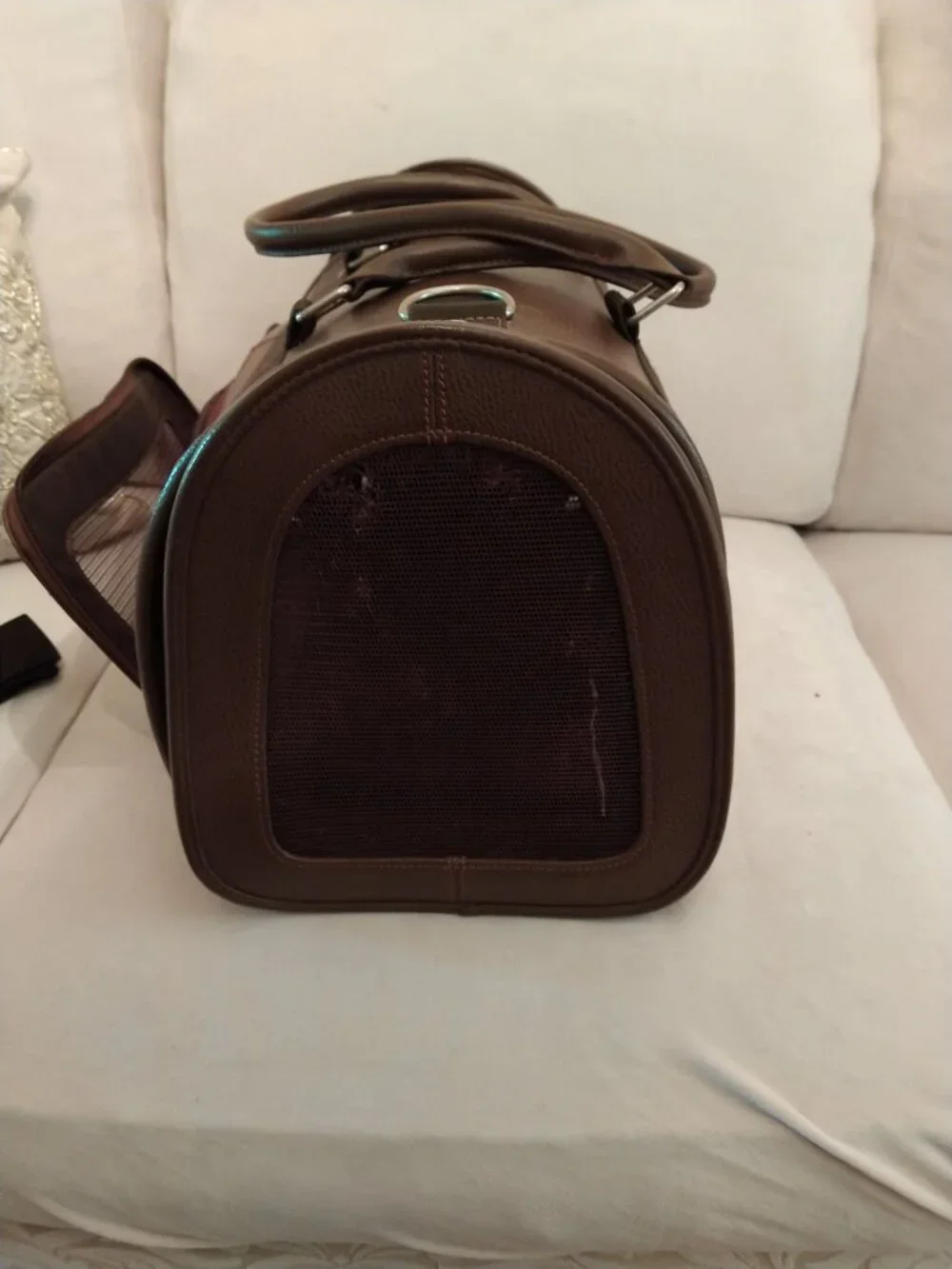 Vintage Faux Leather Pet Carrier GUC